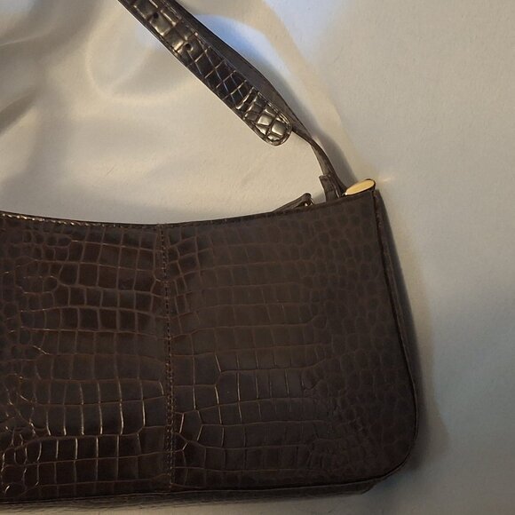 Etienne Aigner Brown Croc Embossed LEATHER Shoulder bag LN! - Picture 7 of 7